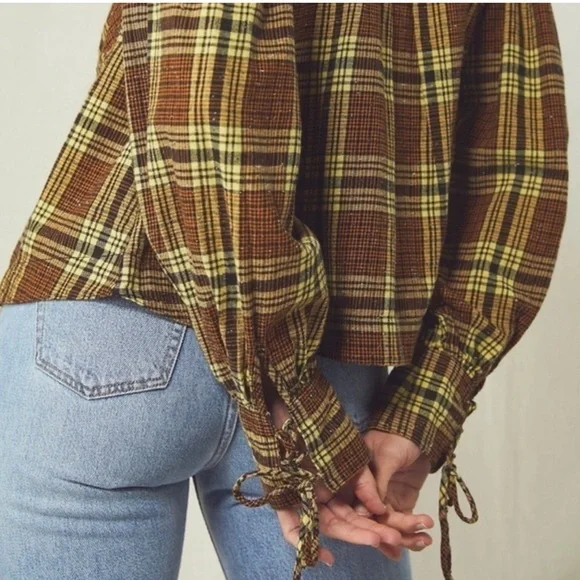 Free People Sun City Plaid Distressed Shirt. NWT Size Small. - Picture 4 of 10